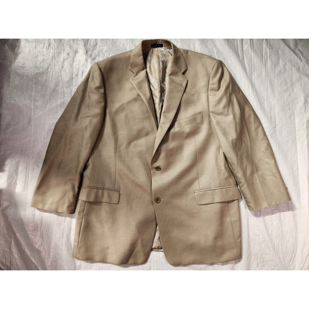 Turnbury Silk Wool Suit Jacket Blazer Mens 48R Beige Men's 2 Button